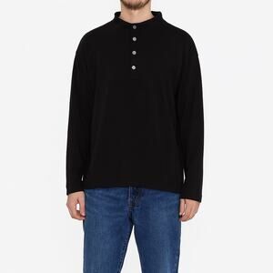Van Heusen Dark Brown Never-Tuck Long Men's Sweater Large Quarter Button Preppy
